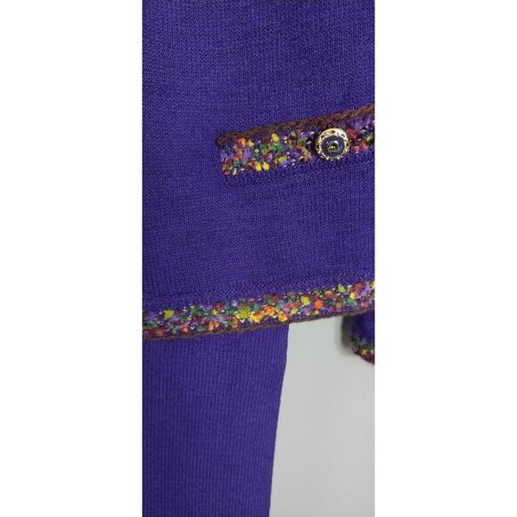 St. John Gorgeous 3pc Outfit Jacket Skirt Pant 6 8 Purple w/ multicolor trim - Picture 10 of 16